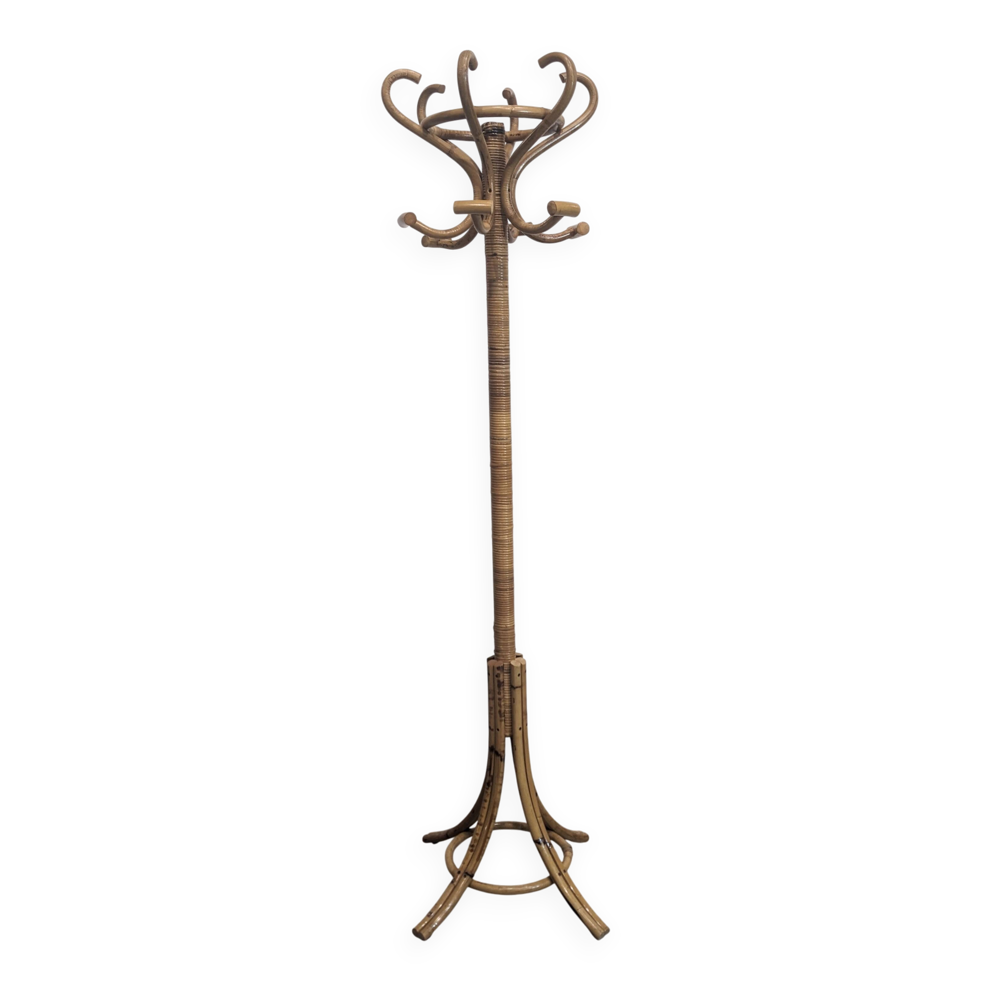 Porte-manteau rotin Boho  1960s