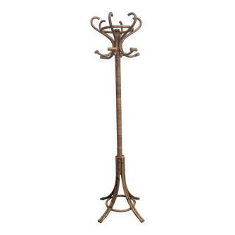 Boho rattan coat rack 1960s