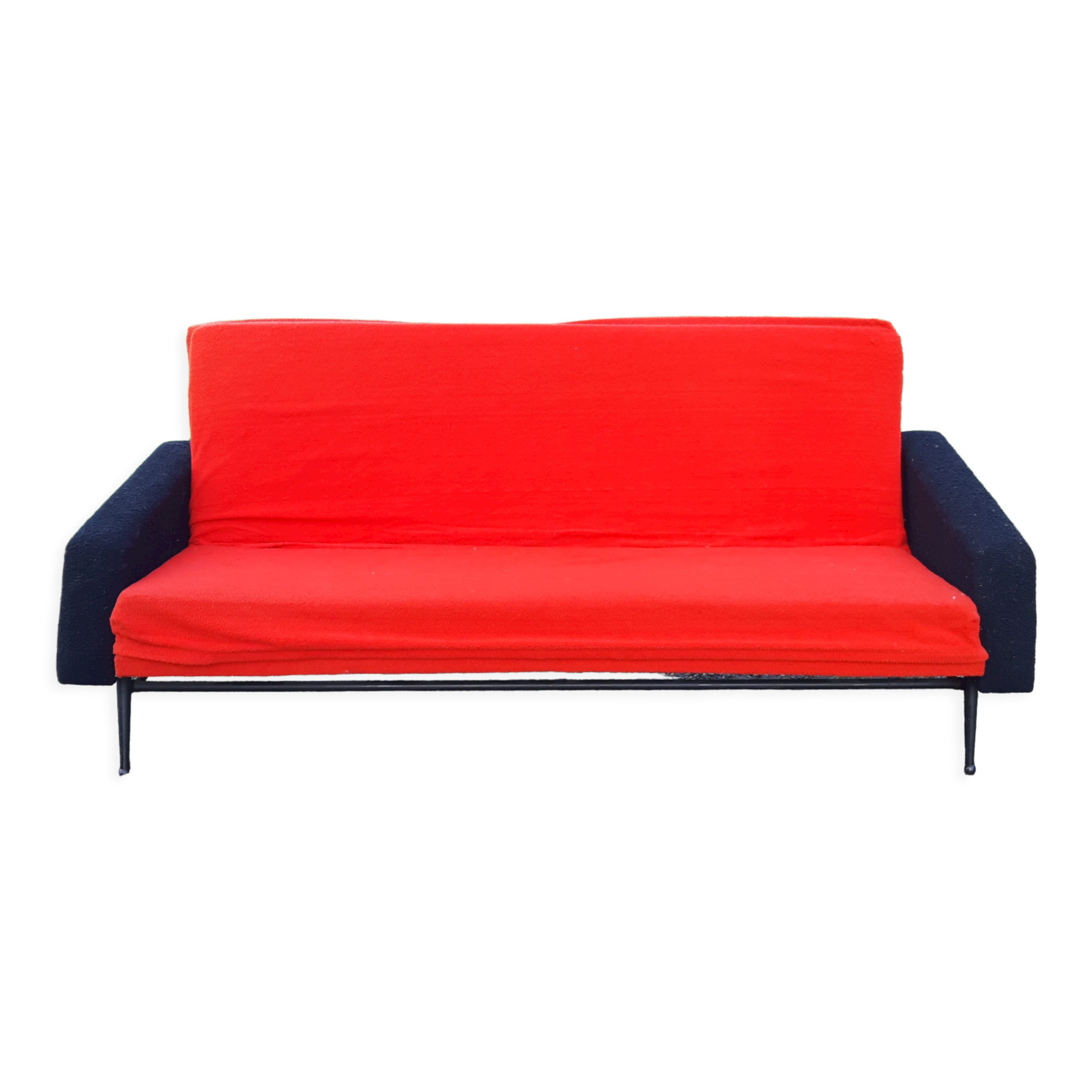 Vintage sofa red and black fabrics