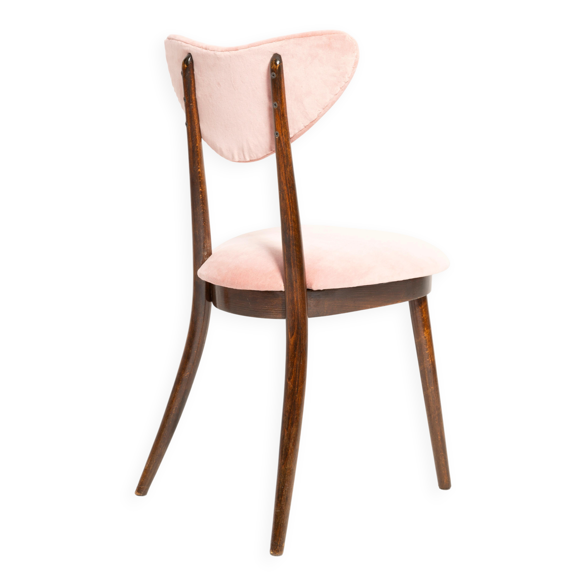 Pink Heart Mid-Century Cotton Velvet Chair, Europe, 1960s