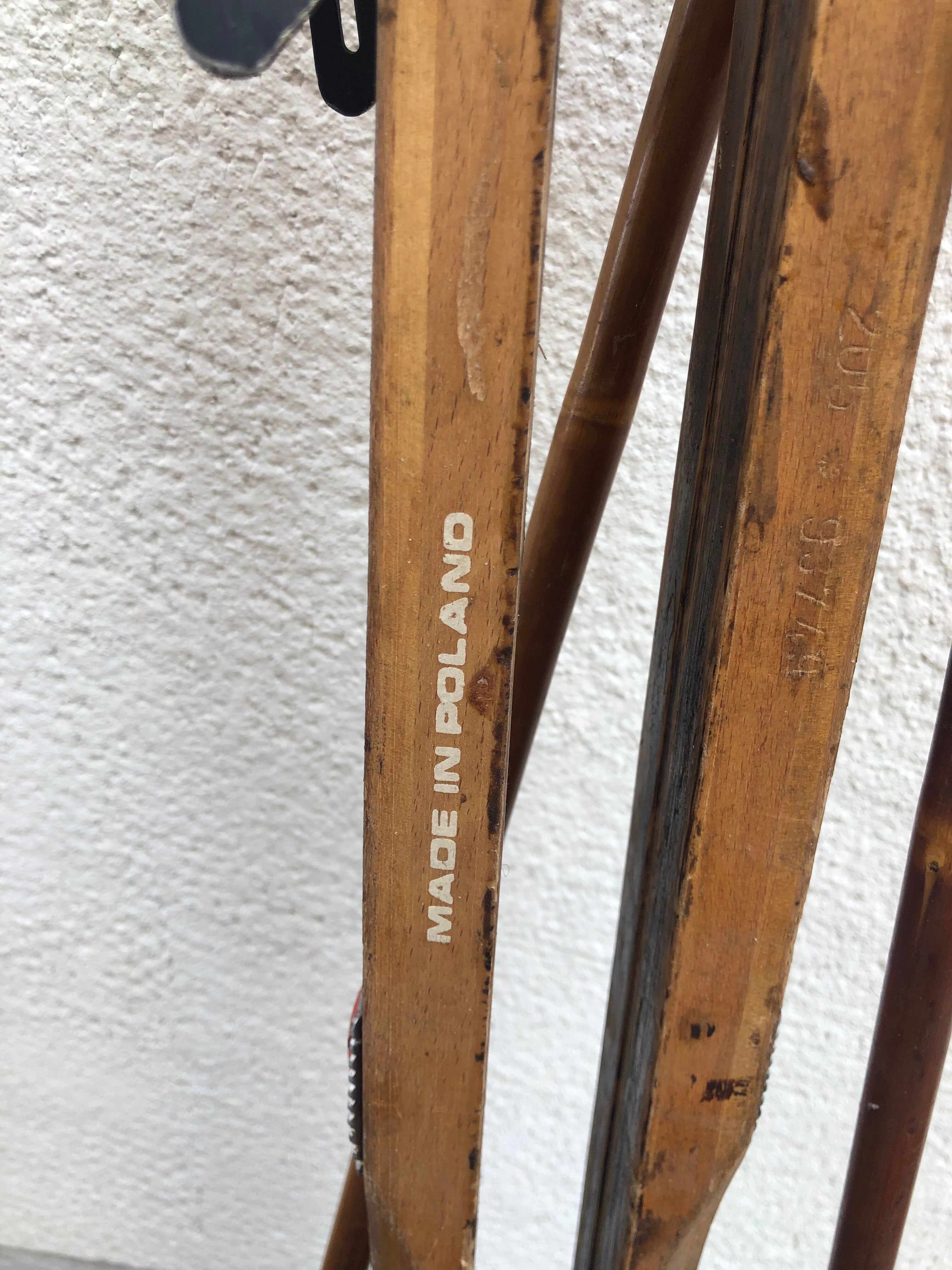 Vintage skis with poles