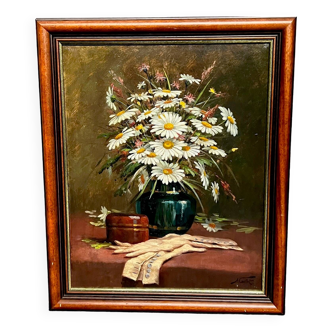 Albert Caullet. “Still life with daisies and gloves.”