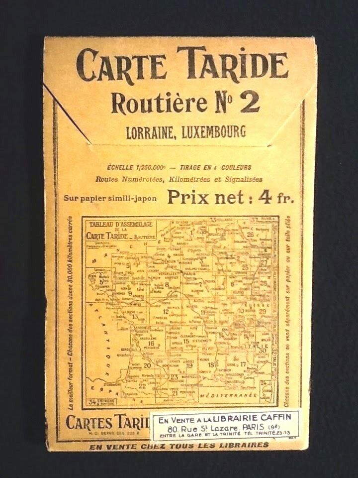 Road Map (1935) Taride N°2 Lorraine / Luxembourg Scale : 1250000th