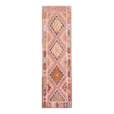 Tapis couloir fait main en laine et coton Oushak turc des années 1970, 98x327.