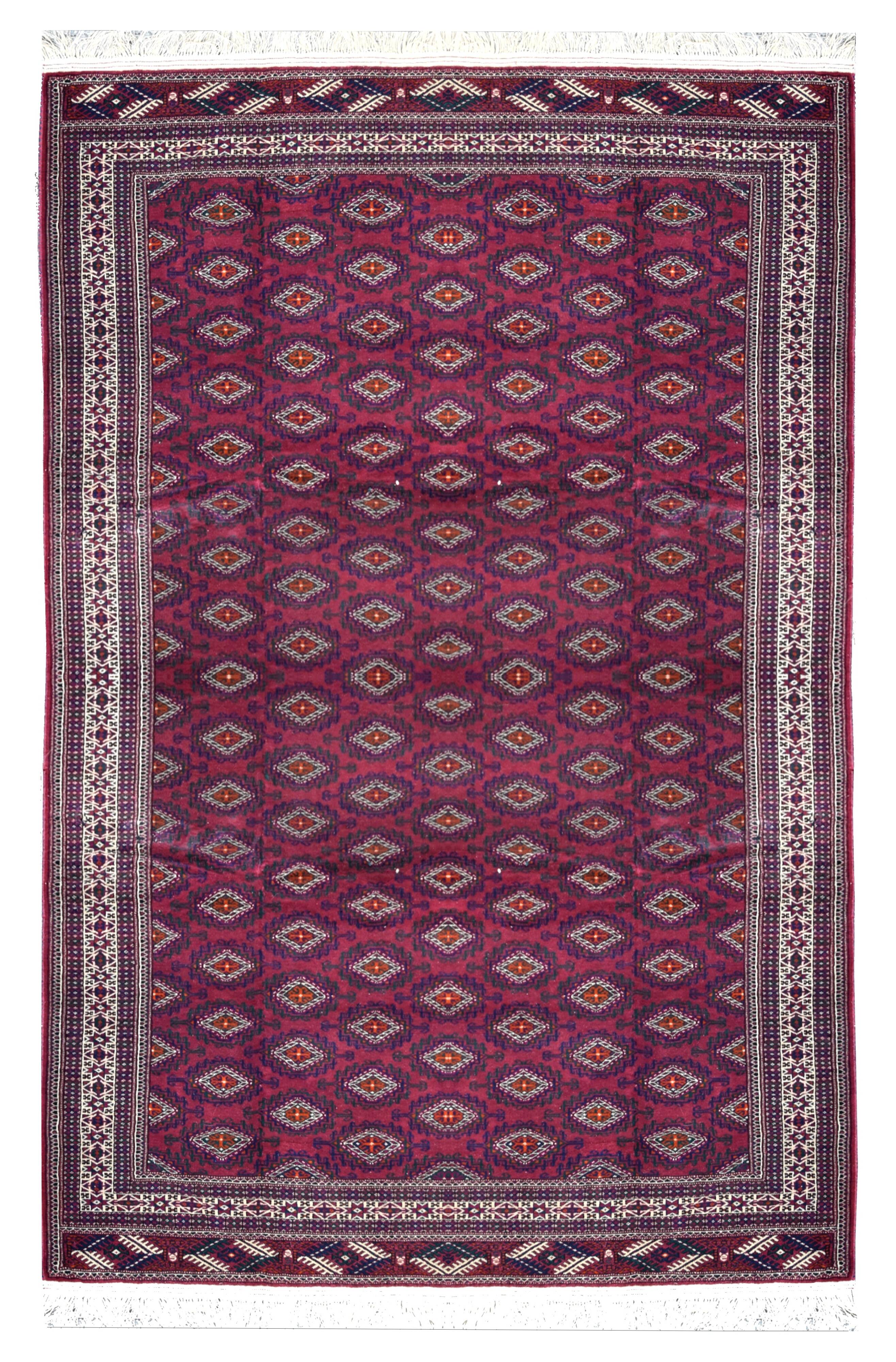 Large Semi Antique Turkmen Rug Bukhara Yomouth 370 × 224 Cm - Handmade