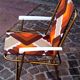Pair of folding camping chairs, vintage seventies fabric, Lafuma