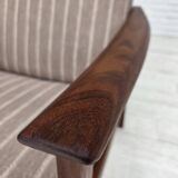 1970s, Danish highback armchair, furniture wool, teak wood, original.