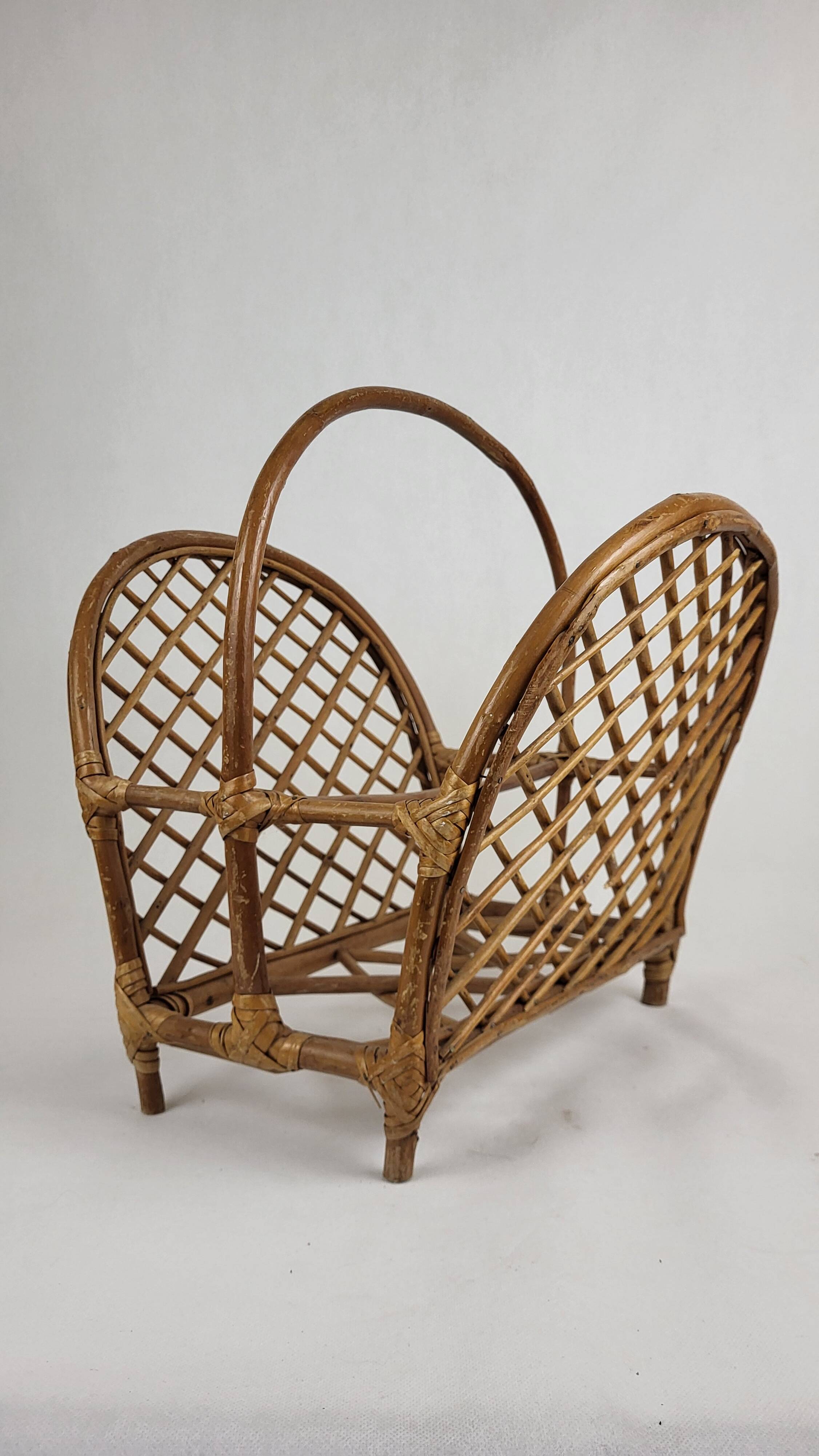Rattan magazine rack 1960s