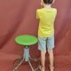 Tabouret industriel vintage 1940-1950, hauteur ajustable par poussoir 75 cm.