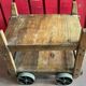 Vintage industrial servant in Teck wood and steel