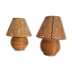 Paire lampes de chevet  cannage