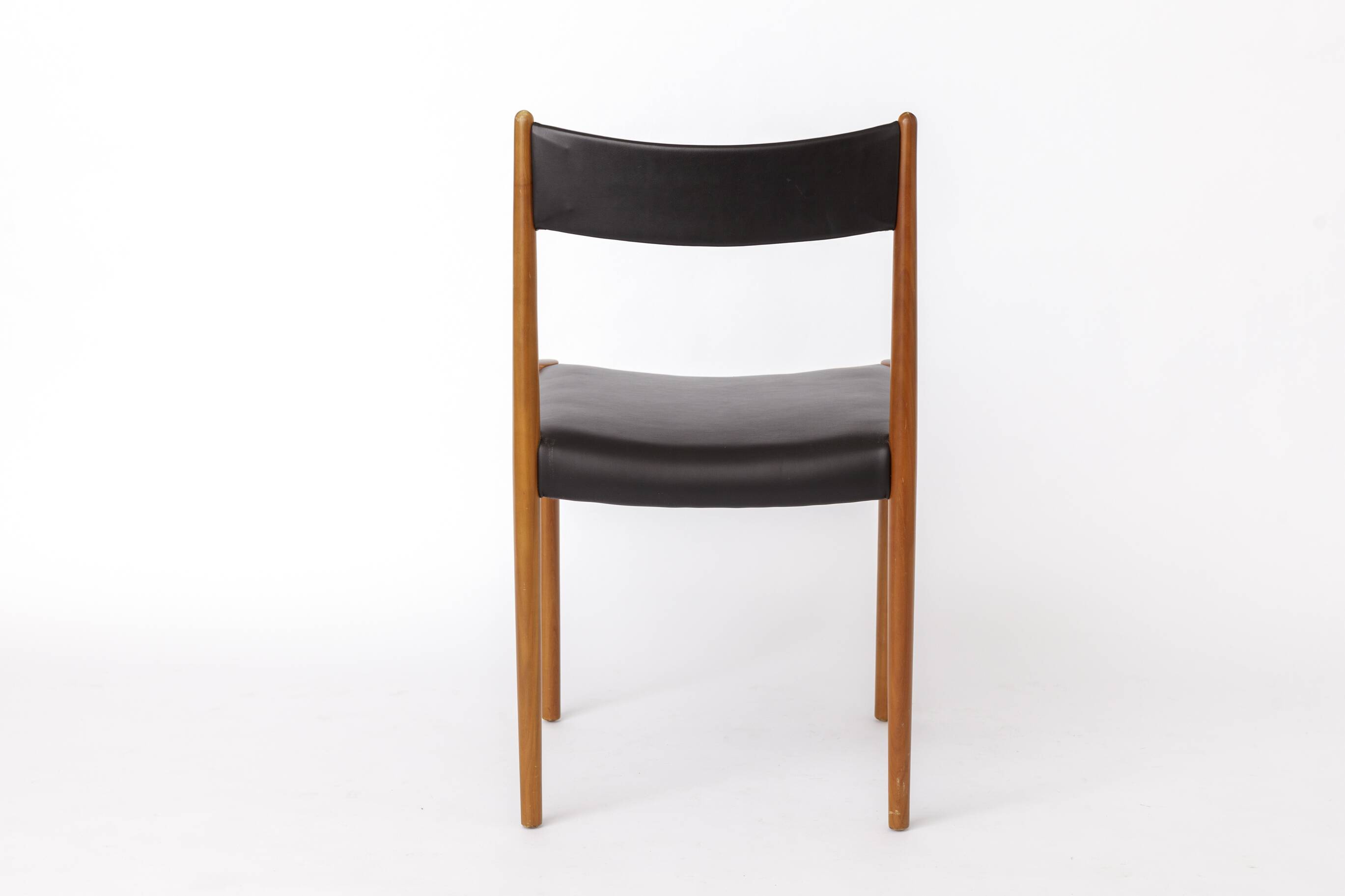 1 of 6 Vintage German Dining Chair by Lübke, 1970s, Beech Wood & Faux Leath