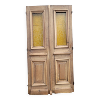 19th century haussmannian double entrance door in solid walnut