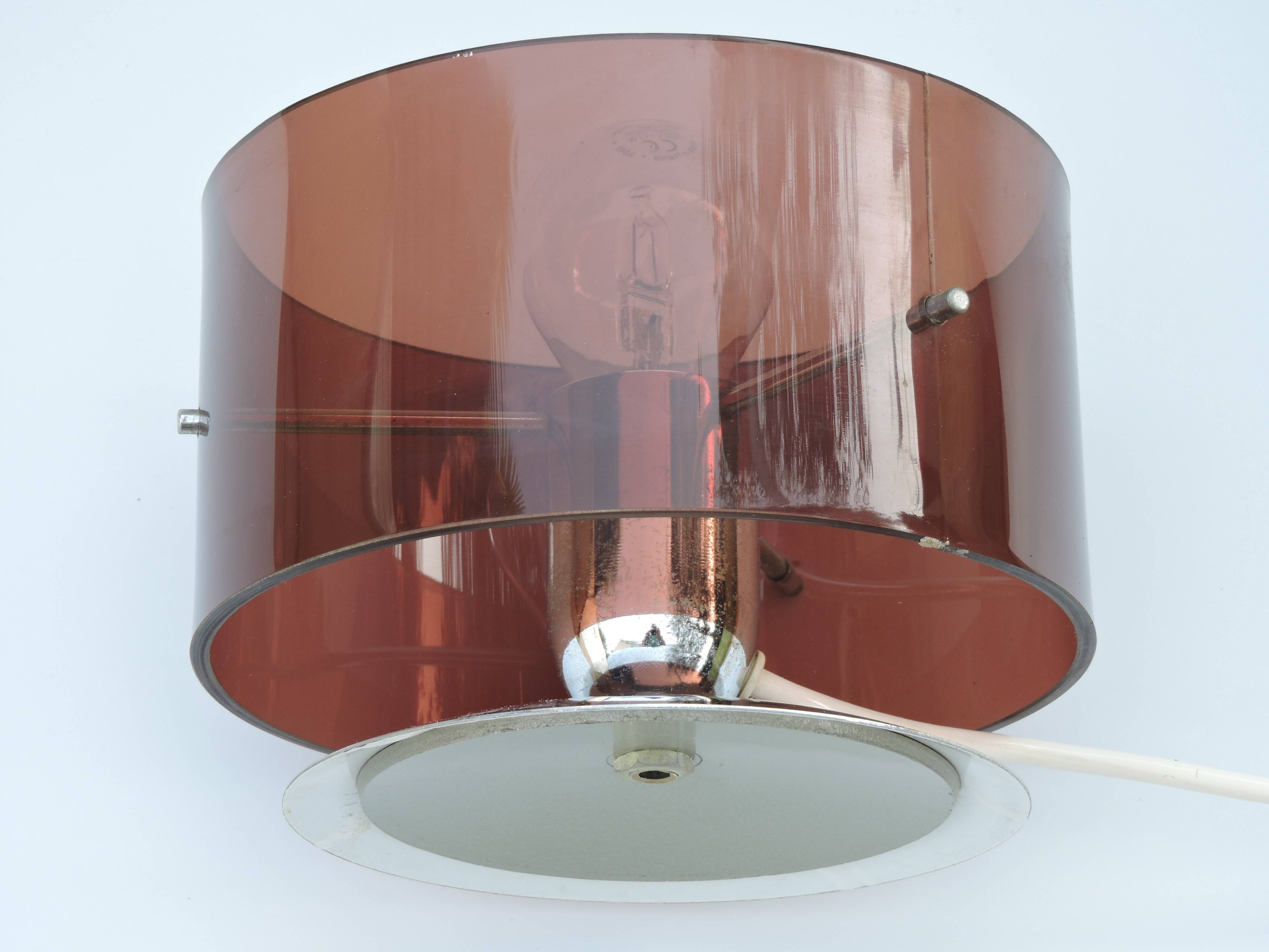 Table lamp Published by Oxar, circa 1972 Philippe Rogier in metal & smoked Altuglas