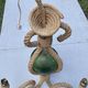 Audoux & Minet - vintage cord chandelier with 3 lights - France circa 1950
