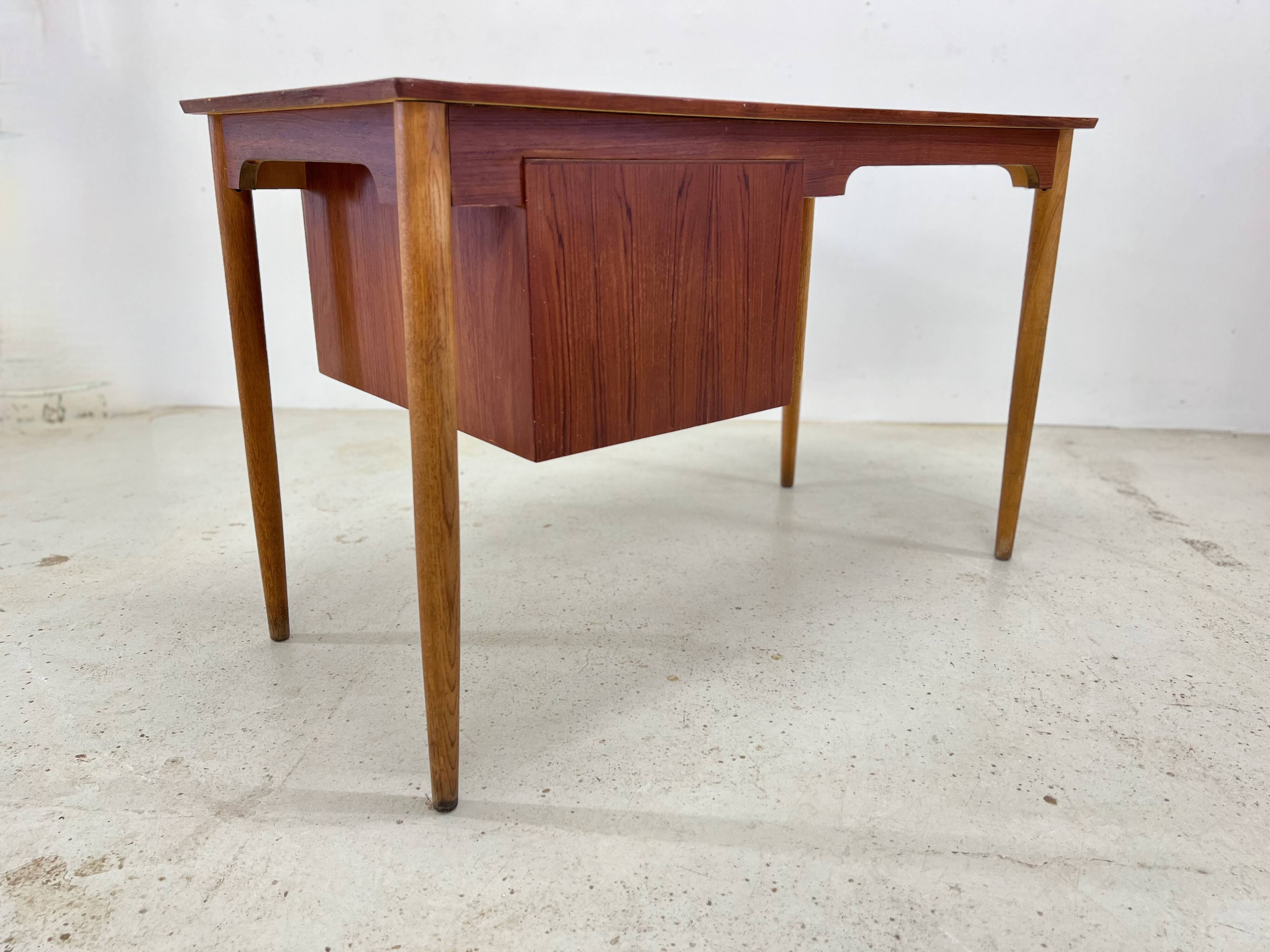 Danish Petite Teak & Beech Desk, 1950s.