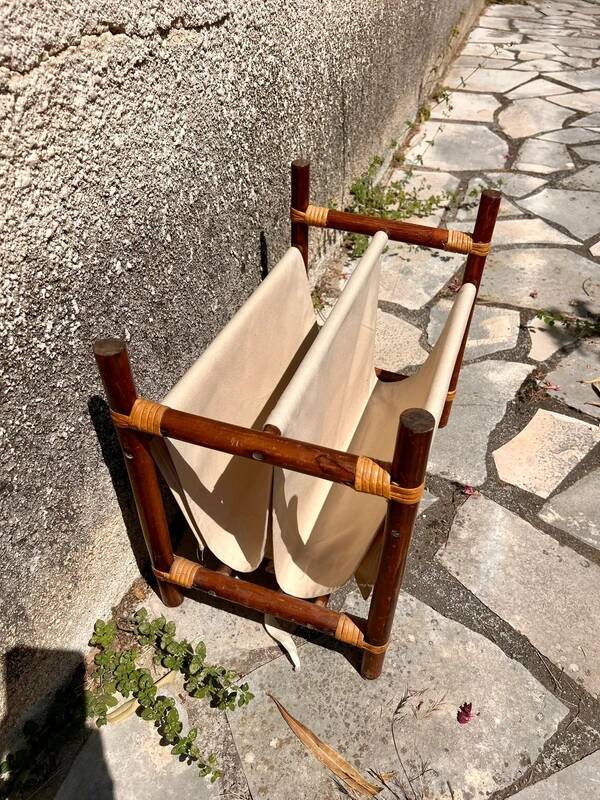 Vintage bamboo magazine rack
