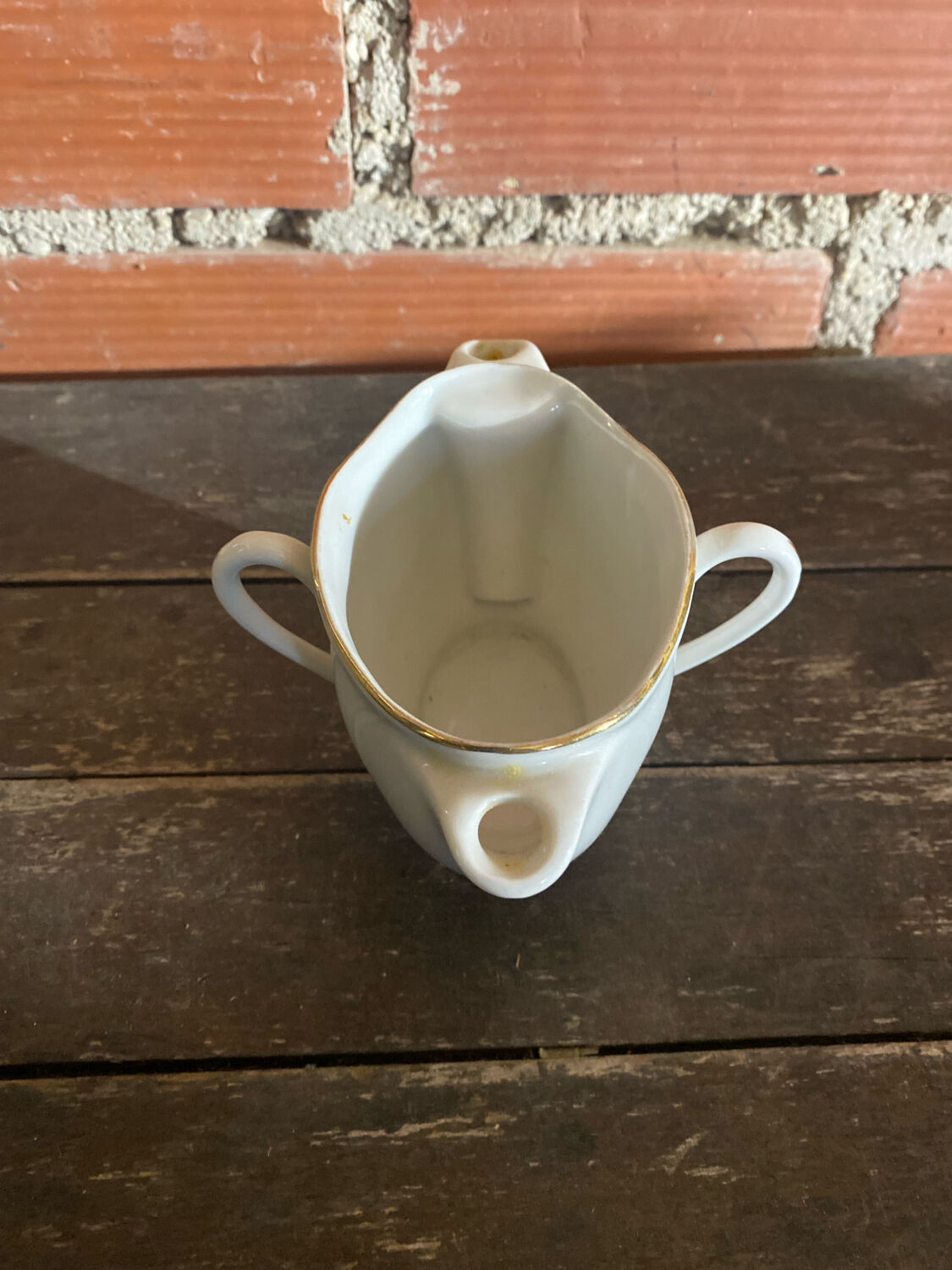 Double Sauce Boat Antique Gras & Maigre White Porcelain #D906