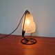 Art Deco night light in wrought iron and satin glass signed Degué