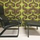 Fauteuil vintage IKEA années 1980 Cuir noir & ottoman