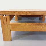 Vintage square coffee table in solid oak wood from the 60s 70s