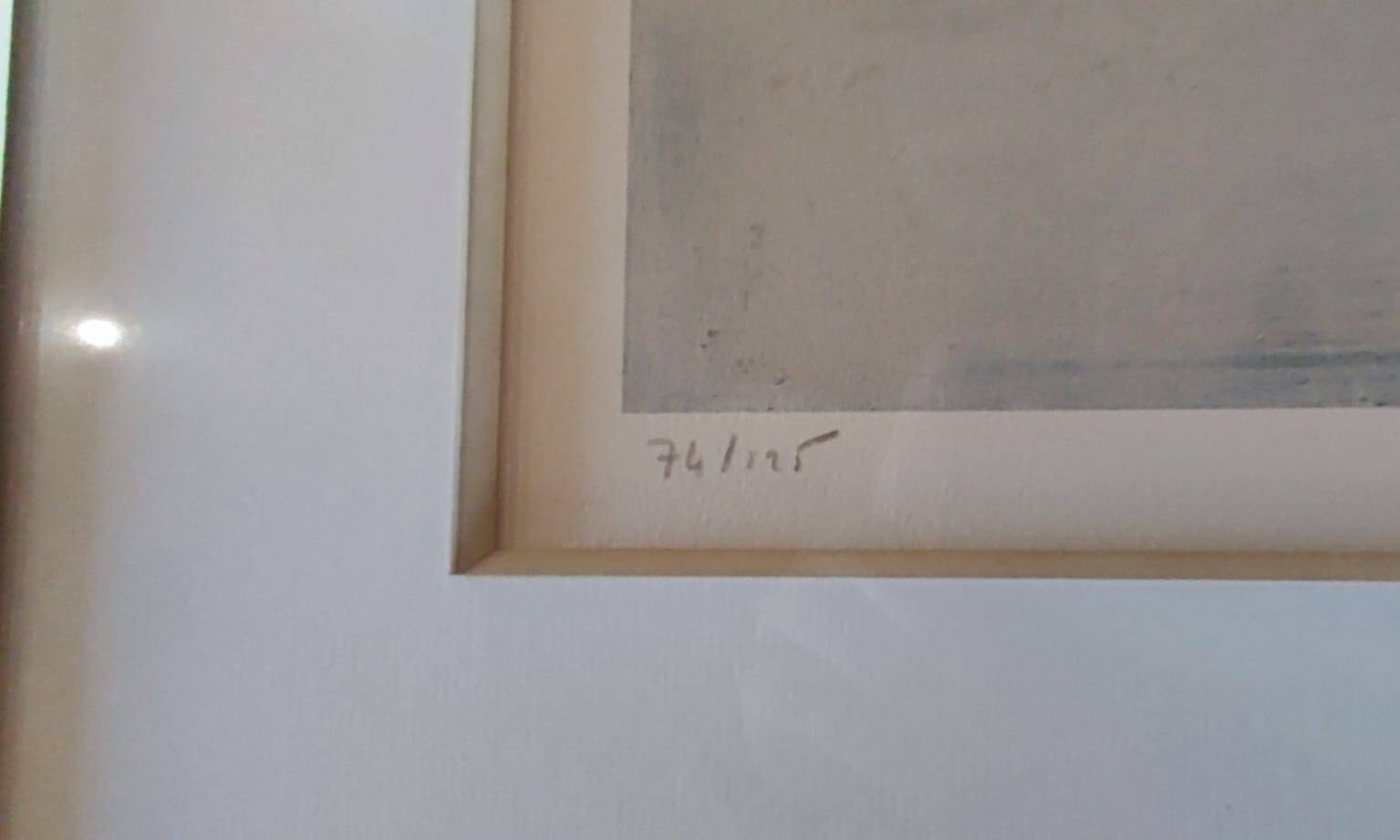 Large painting by Georges Hanskens representing a snowy landscape. Supervision by Roland Vonesch