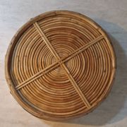 Bauhaus rattan tray with gilded brass edge, G. Crespi