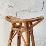 High stool in bamboo and rattan, circa 1960.