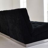 Modular sofa in black velvet 1970