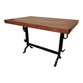 Table basse en bois massif et fer forgé