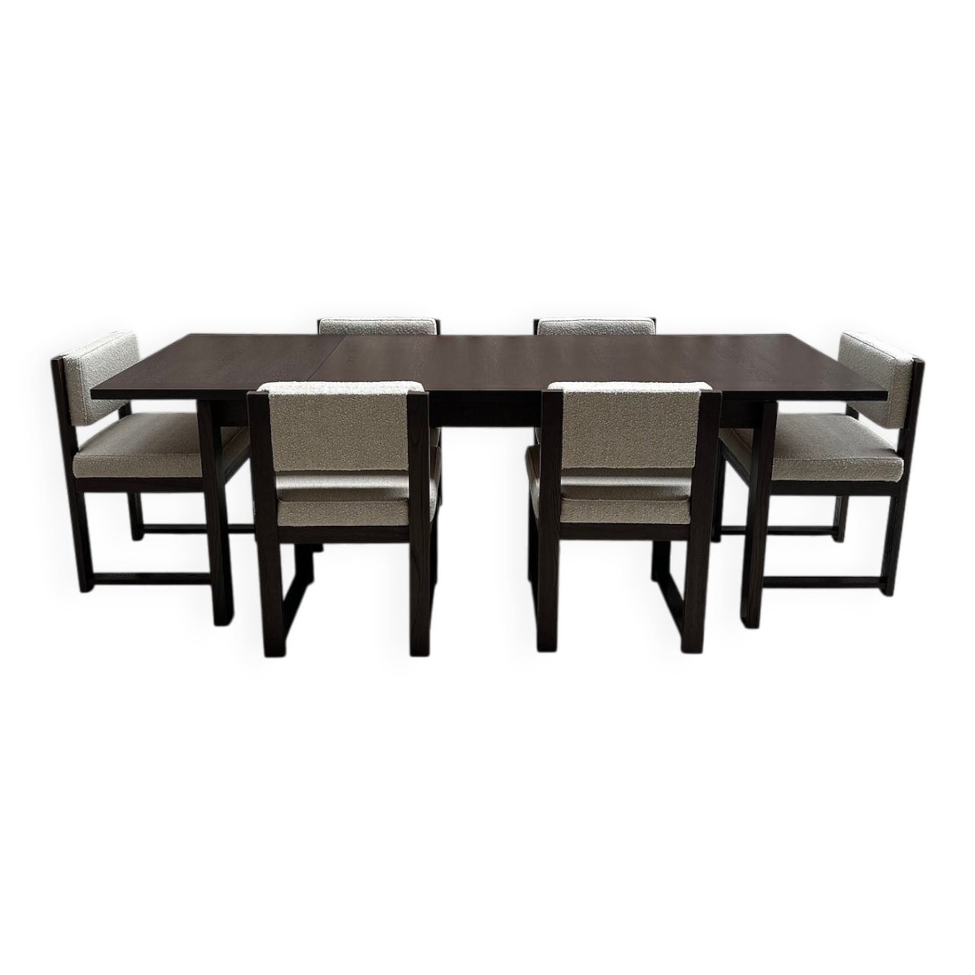 Dining set with 6 chairs and table, Roger Vanthournout, Aurora, Izegem, Belgium, 1970s.