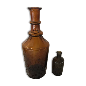 Set of two amber bottles