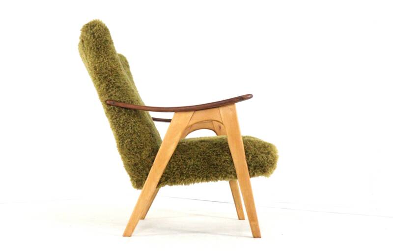 Two tone doodle armchair 'Wing'  fully restored unique upholstery wingback