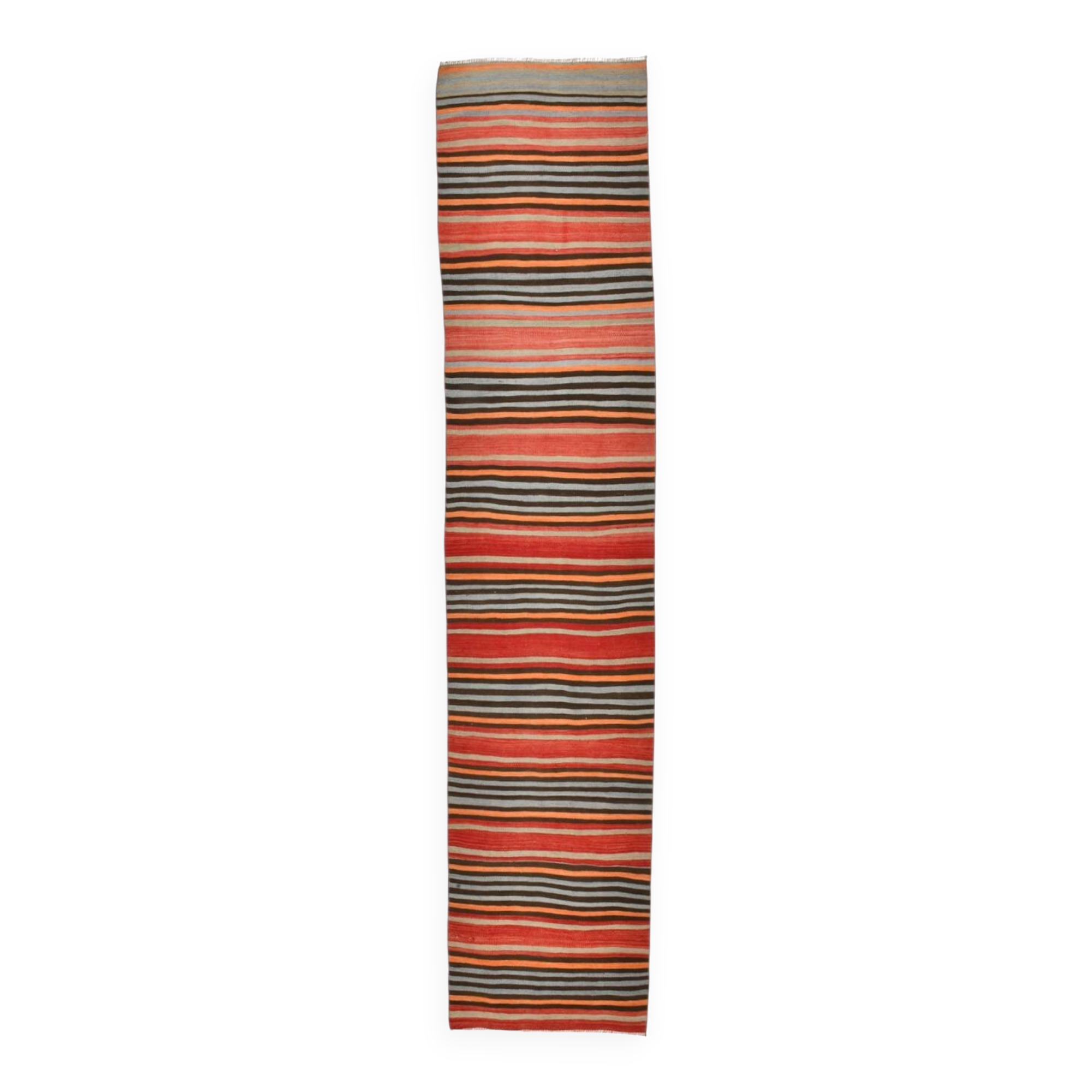 3x12 Kilim Long Striped Vintage Kilim Runner Rug For Hallway, 77x360 Cm