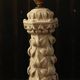 Vintage white ceramic table lamp from Manises with a raised leaf design.