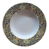 6 assiettes creuses Cacharel décor floral jaune et bleu