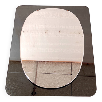 Smoked glass and white designed mirror with a freeform irregular shape - 1960s/70s