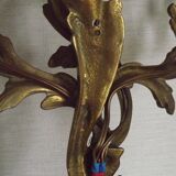 Magnificent Pair of French Antique Bronze Three-Light Acanthus Wall Sconces