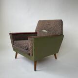 Pair of 1950s Lounge Chairs with Teak Arms