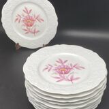 Porcelain dessert plates with pink flower patterns