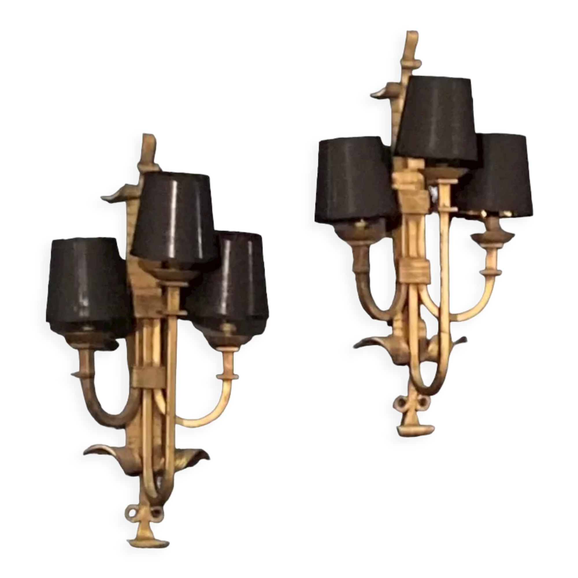 Paire d'appliques en métal doré