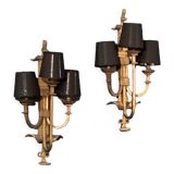 Pair of gilded metal sconces