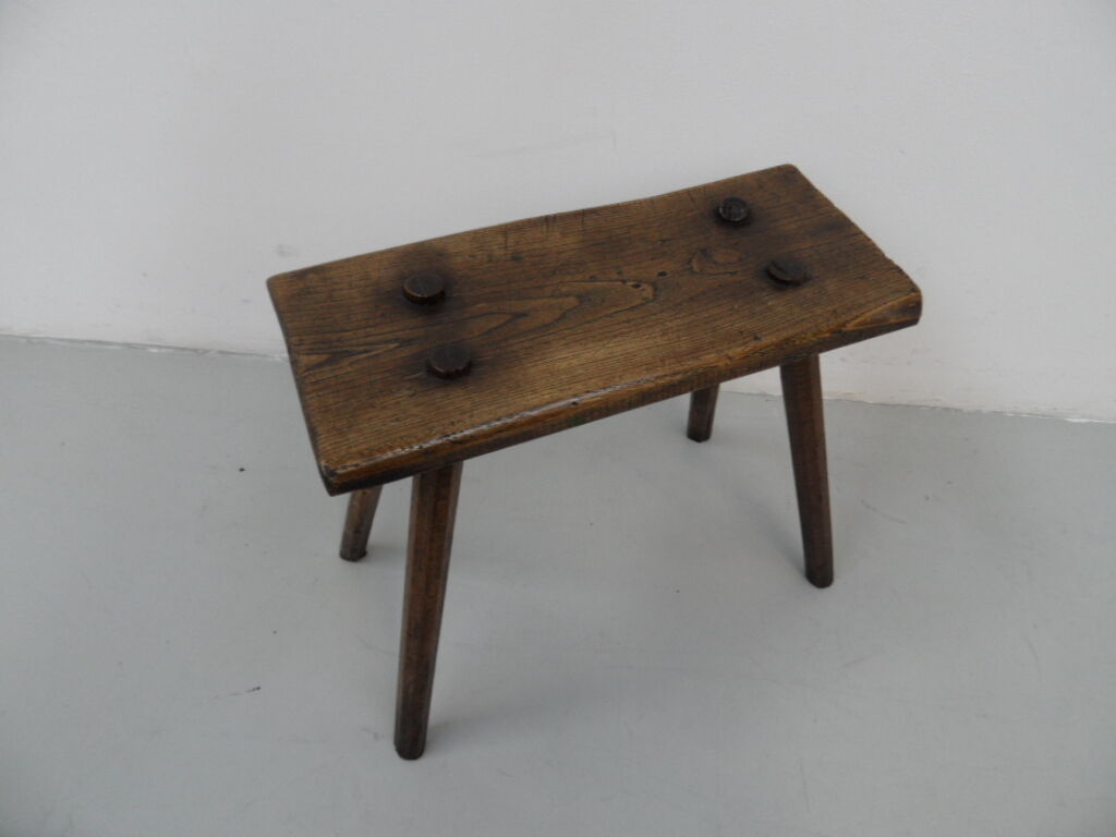 Antique oak milk stool
