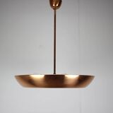 Copper UFO chandelier Bauhaus by Josef Hurka, 1930s