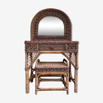 Rattan dressing table and seat