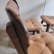 Set of 4 brutalist wooden chairs