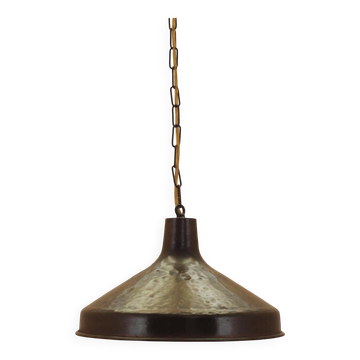Danish Brass Pendant Lamp 1960s Mid-Century Modern Conical Shade
