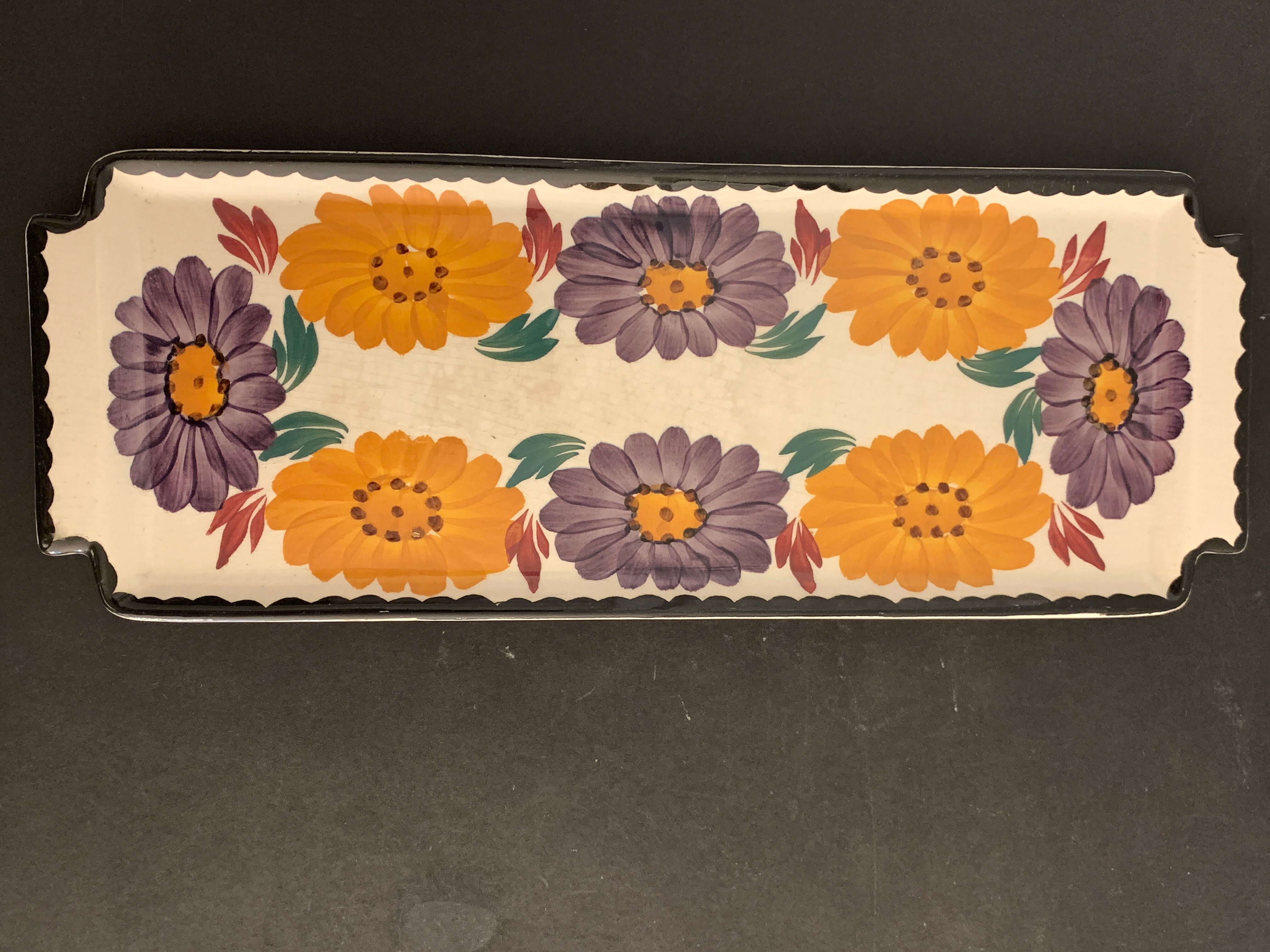 Dish and 12 dessert plates Gien, Benodet model, 1950