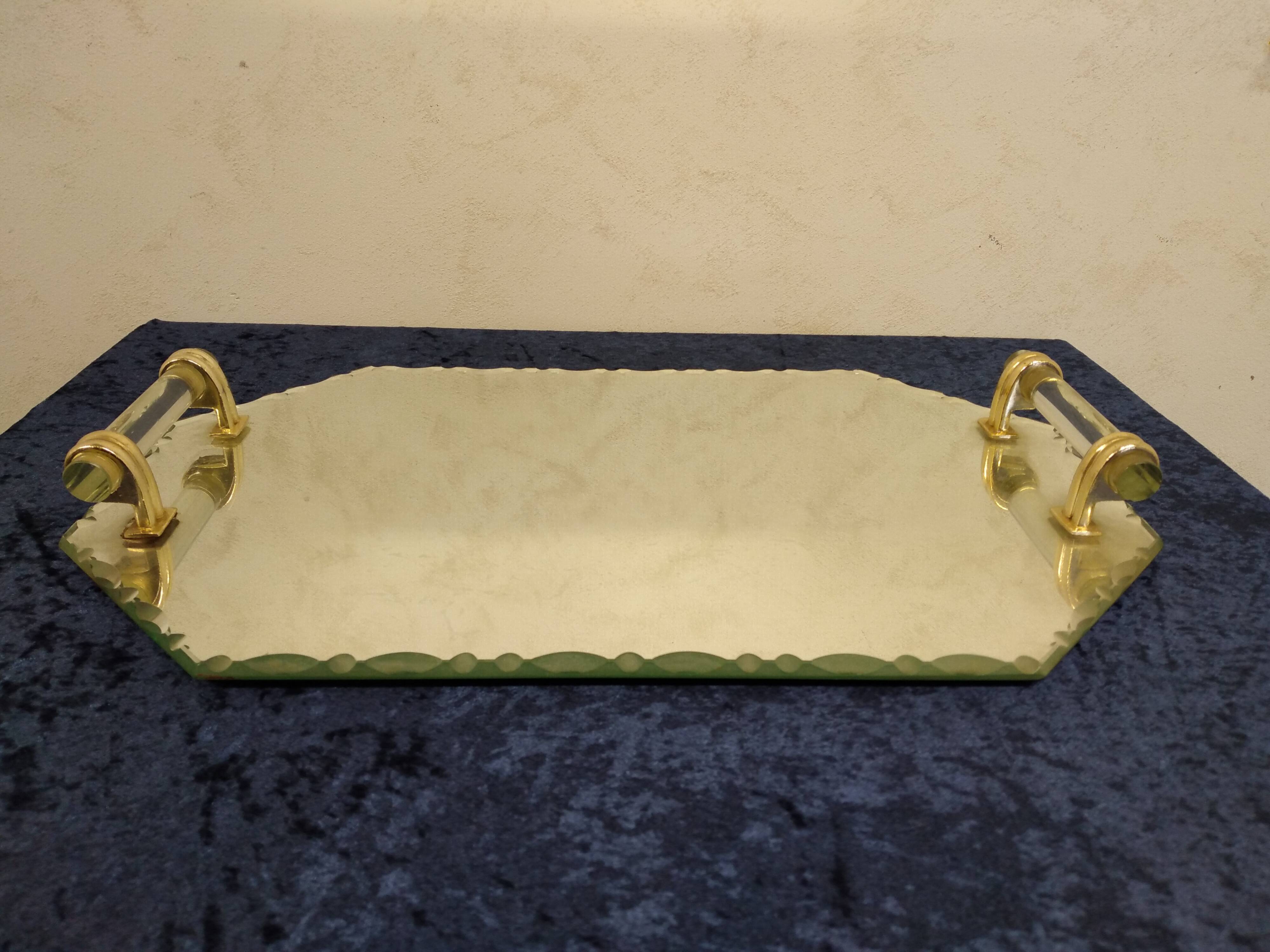 Plateau Art Déco biseauté vintage St Gobain