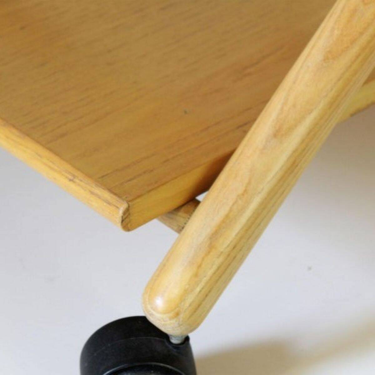 Vintage Bar Cart with Solid Wood Structure and Wheels, Italy 1980s